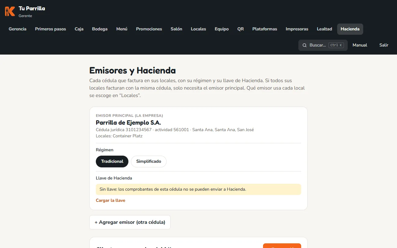 Pantalla: «Hacienda»